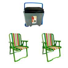 Conjunto de 2 Cadeiras de Praia Perúibe Verde com Caixa Térmica 34 L