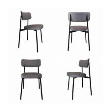 Conjunto de 4 Cadeiras Alloa Cinza e Preta