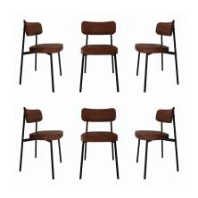 Conjunto de 6 Cadeiras Alloa Marrom e Preta