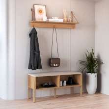 Conjunto de Banco Sapateira com Prateleira Oslo Hanover