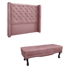 Conjunto de Cabeceira Queen com Recamier Vicenza Veludo Lilás