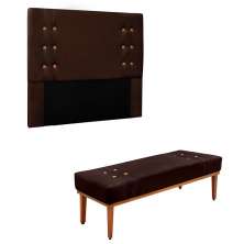 Conjunto de Cabeceira Solteiro com Recamier Gênova Suede Café