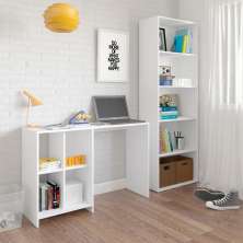 Conjunto de Escrivaninha Matrix com Estante Multy Branco