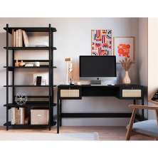 Conjunto de Escrivaninha com Estante Oslo Preto e Nero
