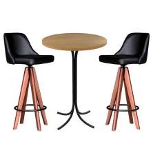 Conjunto de Mesa Bistrô Redonda Belle Siena com 2 Banquetas Lean Preto