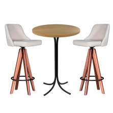 Conjunto de Mesa Bistrô Redonda Belle Siena e Preto com 2 Banquetas Giratórias Caribe Branco