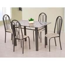 Conjunto de Mesa Carla com 4 Cadeiras Craqueado Preto Rattan