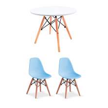 Conjunto de Mesa Infantil Well Branca com 2 Cadeiras Eames Azul