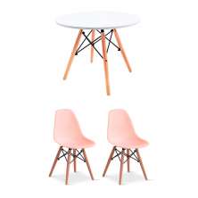 Conjunto de Mesa Infantil Well Branca com 2 Cadeiras Eames Rosa