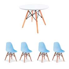 Conjunto de Mesa Infantil Well Branca com 4 Cadeiras Eames Azul