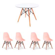 Conjunto de Mesa Infantil Well Branca com 4 Cadeiras Eames Rosa