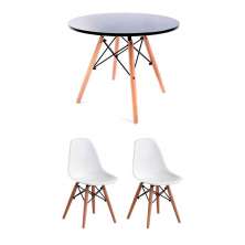 Conjunto de Mesa Infantil Well Preta com 2 Cadeiras Eames Branca