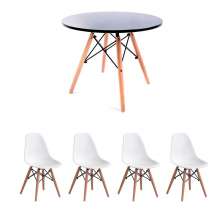Conjunto de Mesa Infantil Well Preta com 4 Cadeiras Eames Branca