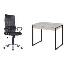 Conjunto de Mesa Kuadra 2 GV Bege com Cadeira de Escritório Diretor Giratória Vancouver Preta