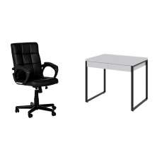 Conjunto de Mesa Kuadra 2 GV Branca com Cadeira de Escritório Diretor Giratória Charles Preta