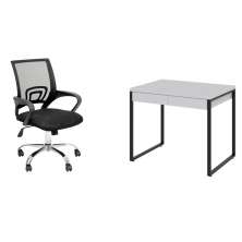Conjunto de Mesa Kuadra 2 GV Branca com Cadeira de Escritório Secretária Giratória New Java Preta