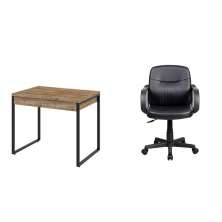 Conjunto de Mesa Kuadra 2 GV Carvalho e com Cadeira de Escritório Secretária Giratória Clean Preta