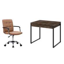 Conjunto de Mesa Kuadra 2 GV com Cadeira de Escritório Secretária Giratória Fitz Marrom