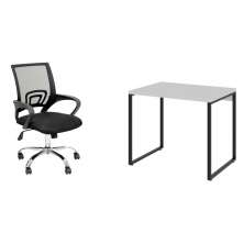 Conjunto de Mesa Kuadra Branca com Cadeira de Escritório Secretária Giratória New Java Preta