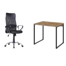 Conjunto de Mesa Kuadra Carvalho com Cadeira de Escritório Diretor Giratória Vancouver Preta