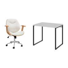 Conjunto de Mesa Kuadra com Cadeira de Escritório Diretor Giratória Antonella Branca
