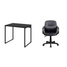 Conjunto de Mesa Kuadra com Cadeira de Escritório Secretária Giratória Clean Preta