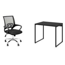 Conjunto de Mesa Kuadra com Cadeira de Escritório Secretária Giratória New Java Preta