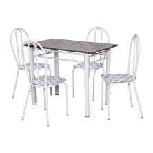 Conjunto de Mesa Monique com 4 Cadeiras Branca Capitonê