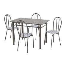 Conjunto de Mesa Monique com 4 Cadeiras Craqueado Preto Capitonê