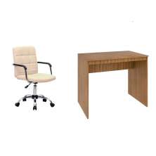 Conjunto de Mesa Office Mel com Cadeira de Escritório Secretária Giratória Fitz Bege