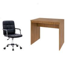 Conjunto de Mesa Office Mel com Cadeira de Escritório Secretária Giratória Fitz Preta