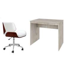 Conjunto de Mesa Office Snow com Cadeira de Escritório Diretor Giratória Lauren Branca