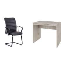 Conjunto de Mesa Office Snow com Cadeira de Escritório Interlocutor Fixa Oslo Preta