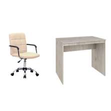 Conjunto de Mesa Office Snow com Cadeira de Escritório Secretária Giratória Fitz Bege