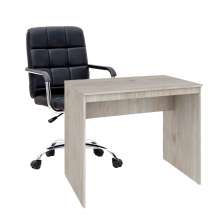 Conjunto de Mesa Office Snow com Cadeira de Escritório Secretária Giratória Fitz Preta