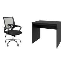 Conjunto de Mesa Office com Cadeira de Escritório Secretária Giratória New Java Preta