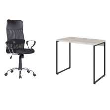Conjunto de Mesa Studio Bege com Cadeira de Escritório Diretor Giratória Vancouver Preta