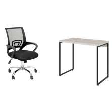 Conjunto de Mesa Studio Bege com Cadeira de Escritório Secretária Giratória New Java Preta
