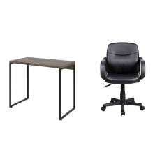 Conjunto de Mesa Studio Marrom Escuro com Cadeira de Escritório Secretária Giratória Clean Preta