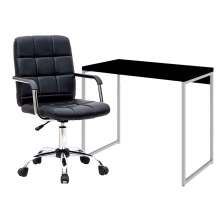Conjunto de Mesa Studio Preta e Branca com Cadeira de Escritório Secretária Giratória Fitz Preta