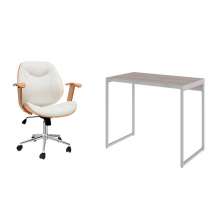 Conjunto de Mesa Studio Snow com Cadeira de Escritório Diretor Giratória Antonella Branca
