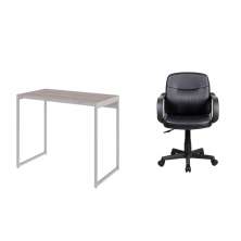 Conjunto de Mesa Studio Snow e Branca com Cadeira de Escritório Secretária Giratória Clean Preta