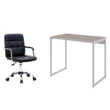 Conjunto de Mesa Studio Snow e Branca com Cadeira de Escritório Secretária Giratória Fitz Preta
