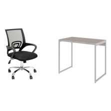 Conjunto de Mesa Studio Snow e Branca com Cadeira de Escritório Secretária Giratória New Java Preta