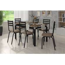 Conjunto de Mesa de Cozinha 6 Lugares Malva + Cor 7