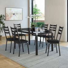 Conjunto de Mesa de Cozinha com 6 Lugares Malva Preto