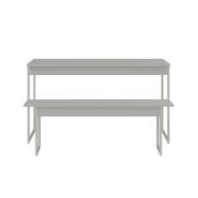 Conjunto de Mesa de Jantar Retangular com 1 Banco Studio Branco