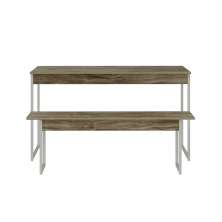 Conjunto de Mesa de Jantar Retangular com 1 Banco Studio Carvalho e Branco
