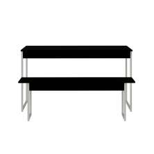 Conjunto de Mesa de Jantar Retangular com 1 Banco Studio Preto e Branco