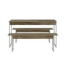 Conjunto de Mesa de Jantar Retangular com 2 Bancos Studio Carvalho e Branco